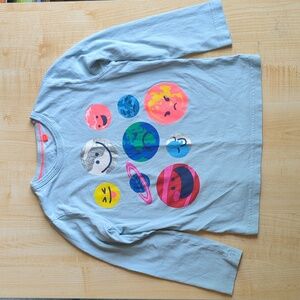 Mini Boden Smiley Planets Long Sleeve T-shirt, Size 5-6 116cm